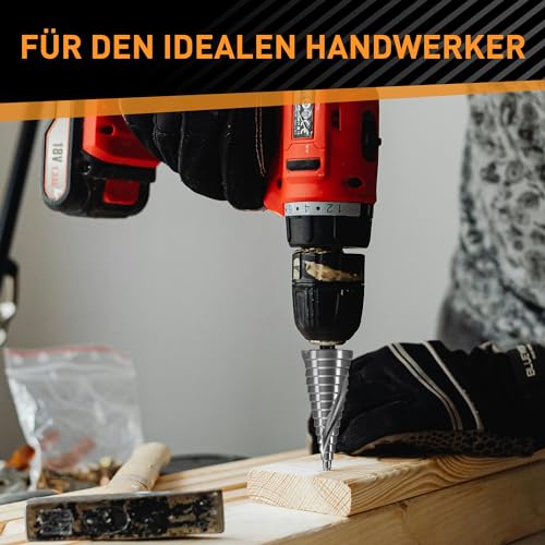 HARDTWERK Stufenbohrer | Kegelbohrer Ø 4-32mm |aus Hochwertiger HSS | Universelle Dreieckiger Schaft | Schälbohrer ideal für Metall, Holz, kunststoff | 15 Stufen Konusbohrer | Lang anhaltende Schärfe