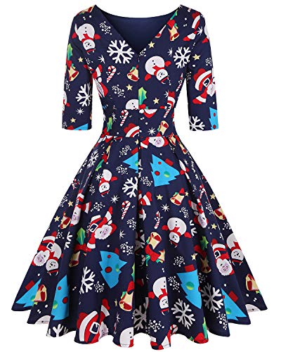 Image of MINTLIMIT Women's 1950s Retro Vintage Cocktail Party 3 /4 Sleeve Swing Dress