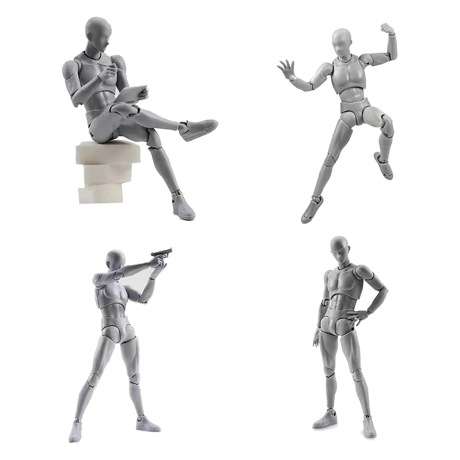 Modello in PVC con figure da disegno a scatola per artisti (femmina+maschio, grigio)