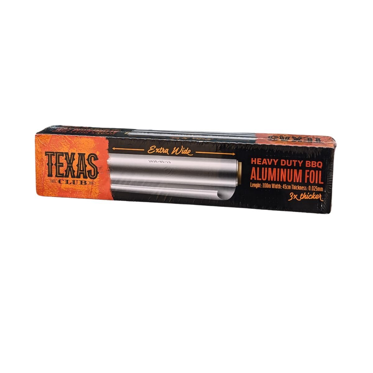 ALLUMINIO FOIL TEXAS CLUB. Rotolo di alluminio resistente - 45 cm di larghezza x 100 m di lunghezza - spessore 25 micron.