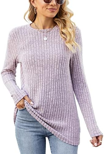 Women’s Casual Lightweight Fall Winter Tunic Tops Pullover Sweater Long Sleeve Crew Neck Shirts for Women Wear with Leggings