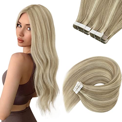 VeSunny 16inch Ombre Tape in Hair Extensions Human Hair Color Natural Black to BlueGrey Tape in Brazilian Remy Hair Extensions Black Human Hair 20pcs 50Gram Per Pack