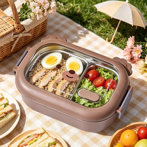 Lonchera de acero inoxidable de 1000 ml con compartimentos para comida 4