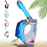 Khroom CO2 bezpieczna maska do snorkelingu dla dzieci w wieku od 3 lat | testowana* przez TÜV Rheinland | maska pełnotwarzowa do snorkelingu - Seaview BC Shark niebieska
