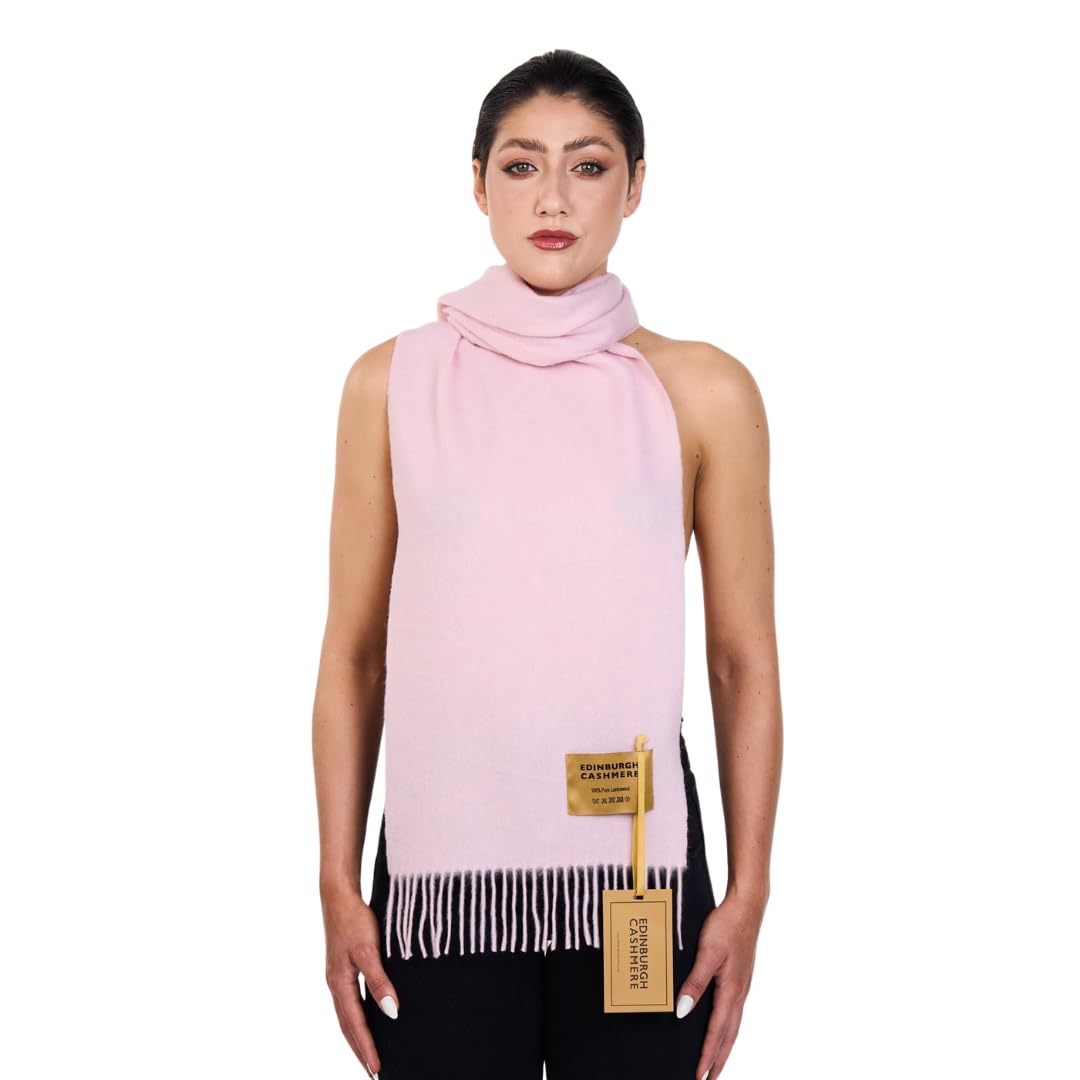 Edinburgh Cashmere Unisex Light Pink Scarf Plain 100% Pure Lambswool