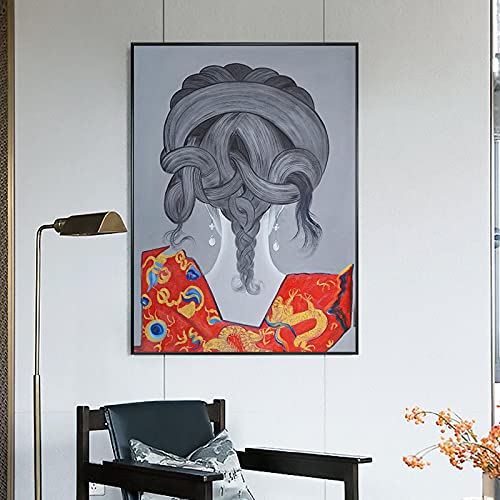 Toile peinture femme de style nordique abstrait pour la déco de salon chic