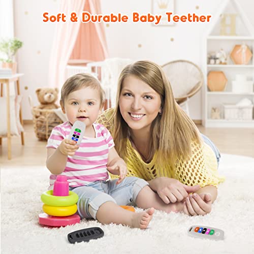 Image of NPET Car Remote Control Baby Teething Toys, Teething Toys for Babies 6-12 Months with Parcifier Clip Teether Remote Control for Baby 3-6 Months Sore Gums Reliever Toddler Girl Boy Toys(Black+Gray)
