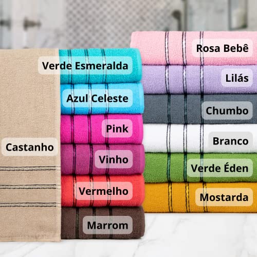 Kit 10 Toalhas De Banho Orus Felpuda 70cm X 1.20m - 100% Algodão (Cores Variadas)