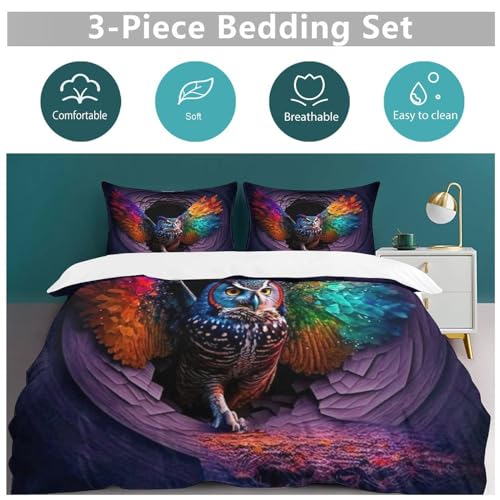 Linge de lit hibou de qualité supérieure en microfibre douce 2 pièces
