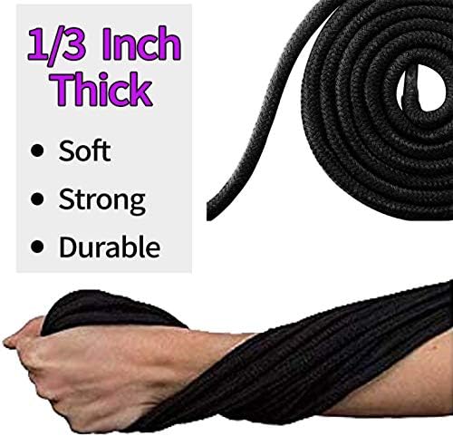 Lefute 2PCS Soft Rope Cord, Soft Cotton Rope Multi Purpose 10 M/33 Feet 8 MM Cotton Rope Craft Rope Thick Cotton Cord (Black)