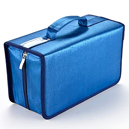 UENTIP Étui de rangement en nylon pour CD, DVD, capacité de 160 CD, livrets, VCD - Pour voiture, maison, voyage (bleu)