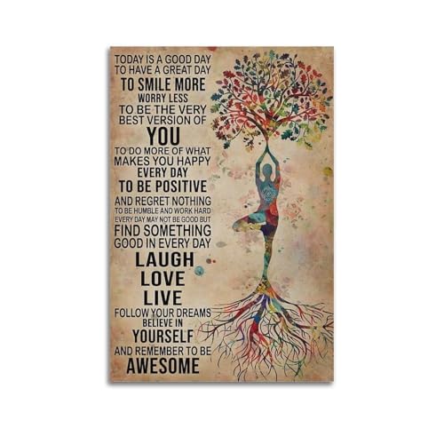 Art mural décoratif yoga vintage toile salon chambre affiche verticale 60x90cm