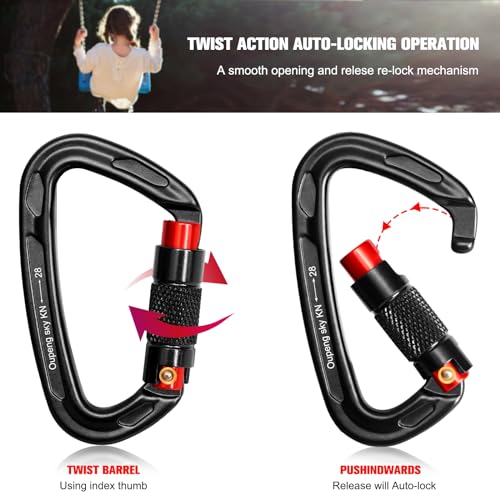 Image of Oupeng sky Auto Locking Carabiner Clips - 28KN (6172lbs) Heavy Duty Caribeaners, Large Carabiner Clip for Keychains,Hammock,Camping, Gym, Hiking, Outdoor ,Dog Leash