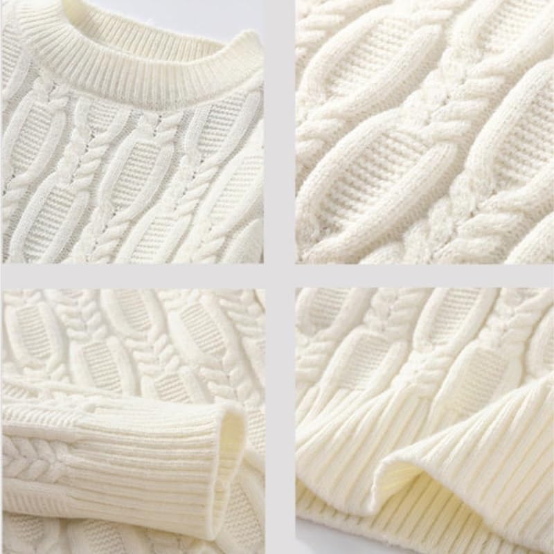 Men's Twists Knitting Round Neck Sweater Casual Pullover Warm