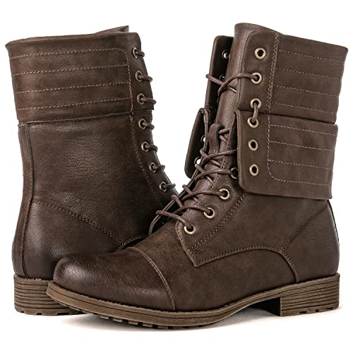 GLOBALWIN Women's Fashion Low Heels Lace Up Ankle Boots2