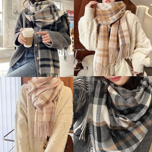 Scarf for Women Winter Fall Cashmere Feel Multicolor Plaid Scarves Fashion Long Shawls Checked Neck Wraps Soft Warm2