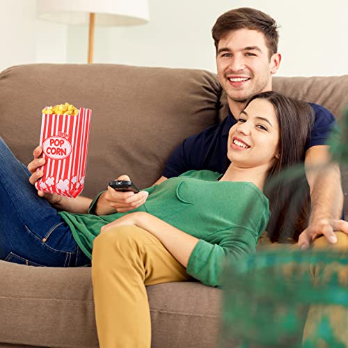 Image of Fuutreo 500 Pcs Movie Night Paper Popcorn Bags 1 oz Grease Resistant Popcorn Bags Disposable Bucket Red and White Container for Retro Movie Themed Party Carnival Supplies
