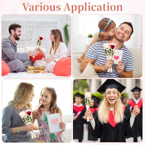 100 Sheets 15.7" x 4.7" White Flower Bouquet Wrapping Bags Plastic Paper Sleeves, Total 208Pcs RibbonsX3 Greeting CardsX25 Paper ClipsX80 Floral Bouquets Bag Ideal for Flowers Bar Graduation Wedding by BESUPERT - Image 6
