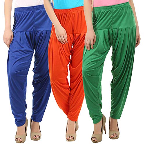 Image of Buy That Trendz Patiyala Pants for Women 3 Combo Patiyala Salwar Harem Viscose Bottoms Pants for Women