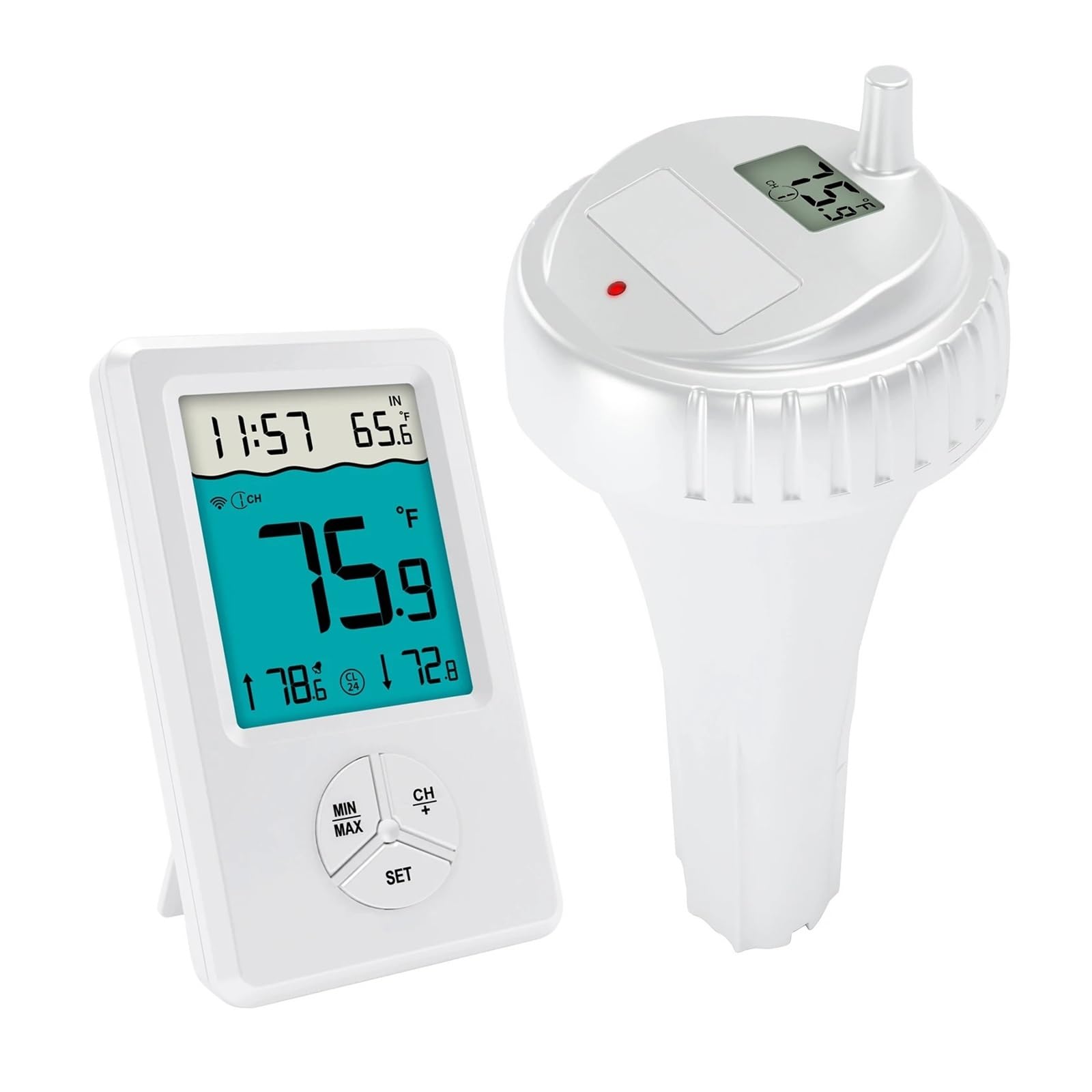 Termómetro Inalámbrico For Piscina con Pantalla LCD Digital, De -40 °C A 60, IPX8, Resistente Al Agua Y Flotante, For Piscinas Frías, Spas Jacuzzis