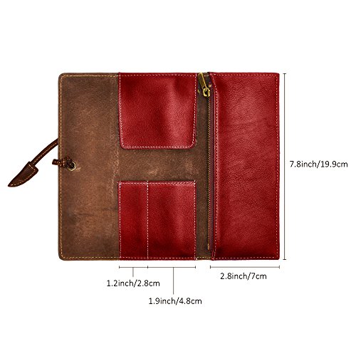 Image of ZLYC Handmade Leather Pencil Case Soft Roll Bag Stationery Gift,Red | multi slot pen storage design,school class daily use,office desk organizer,graduation holiday gift,foldable portable size