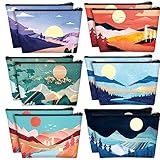 Sweetude 12 Pcs Mountain Makeup Bag Bulk Colorado Gifts Portable Travel Cosmetic Bags with Zipper Waterproof Portable Roomy Travel Beauty Toiletry Organizer Storage Pouch for Women (Mountain)