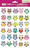 SOURIS 30 Stickers REPOSITIONNABLES HIBOUX GOMMETTES Chouettes Brillantes Scrapbooking Autocollant