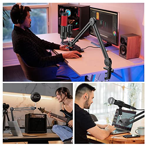 Iqlqpq Microphone Boom Arm, Heavy Duty Boom Arm Mic Stand Suspension Scissor Mic Arm Desk Mount With Upgraded Mic Clip Max Clamping Range 60Mm For Blue Yeti Snowball,Shure,Hyperx Quadcast & Other Mic #TOP2