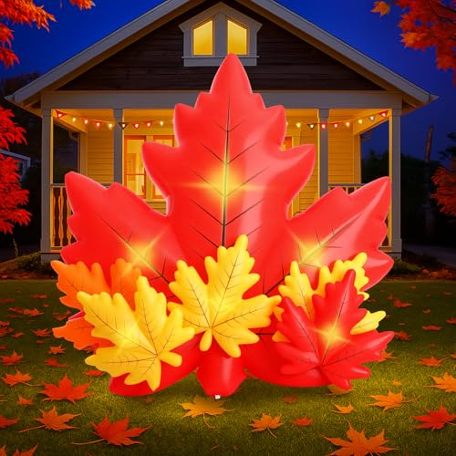 Leyndo Maple Leaf Inflatable with LED Lights 6 Ft Fall
