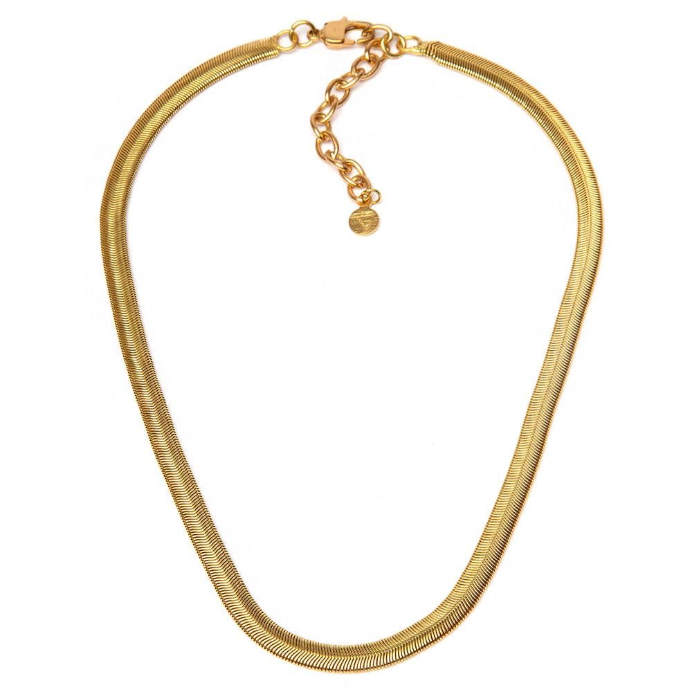 Vestopazzo Collana In Ottone Modello Snake Piatto – Girocollo Regolabile, Nickel Tested, Artigianale