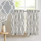 JINCHAN Kitchen Curtains Moroccan Tile Print Tier Curtains for Kitchen Lattice Cafe Curtains 24...