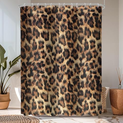 LIGHTINHOME Cheetah Print Shower Curtain 48x72 Retro Leopard Bathroom Decor