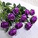 Laelfe 12 pcs Artificial Roses Flowers Long Stem Fake Silk Rose for Home Wendding Decorations (Purple)