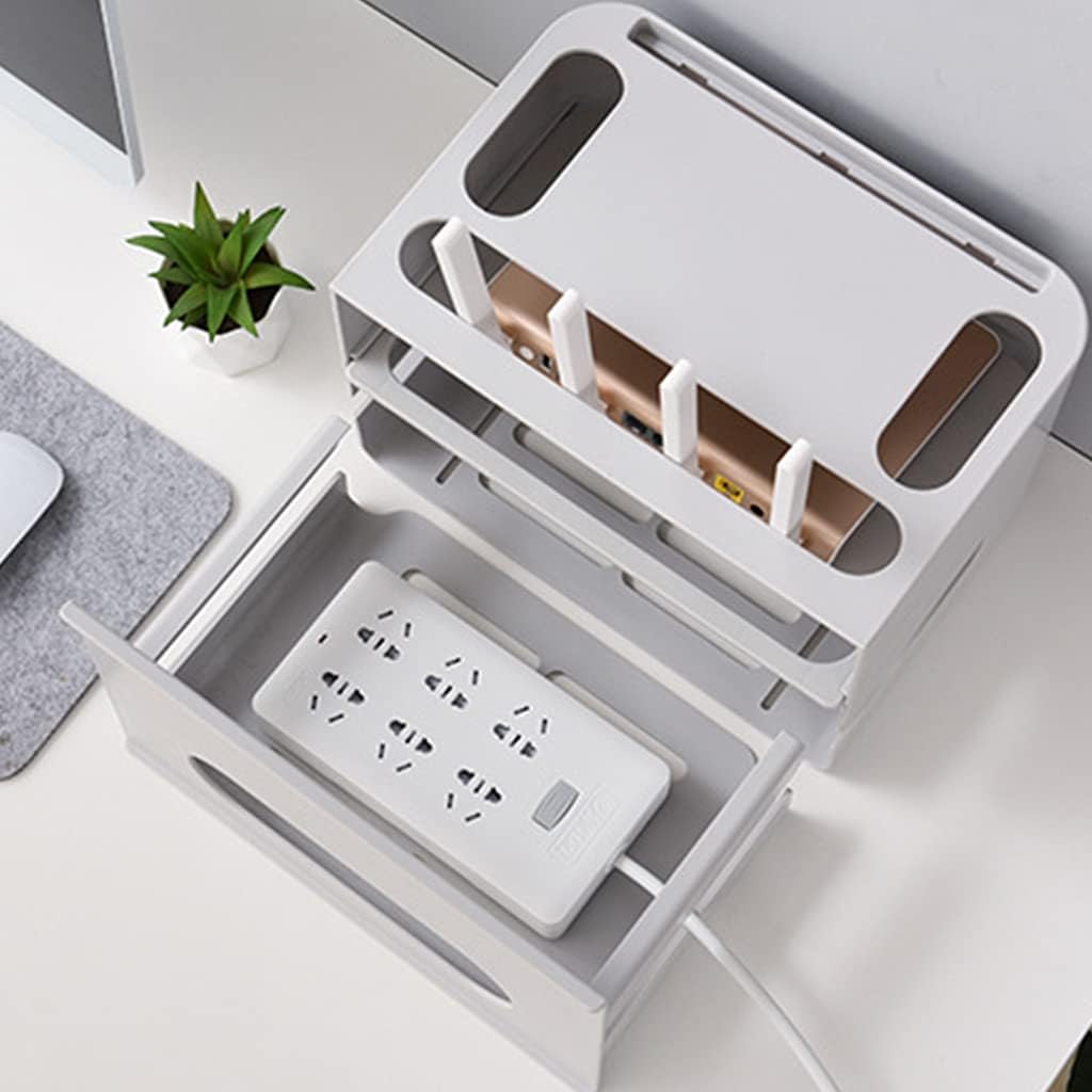 Desktop Wifi Router Storage Box Socket Wire Box Set Storage Rack Power Strip Hidden Finishing Box