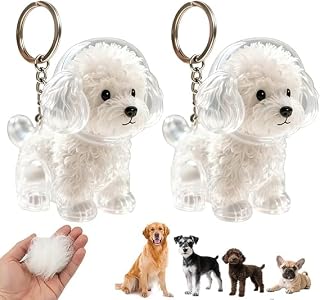 2PCS Dog‑Shaped Pet Hair Collector Keychain, Portable Clear Acrylic Pet Hair Memorial Keepsake Keychain, Souvenir Gift for Dog Owners (Transparent-03)