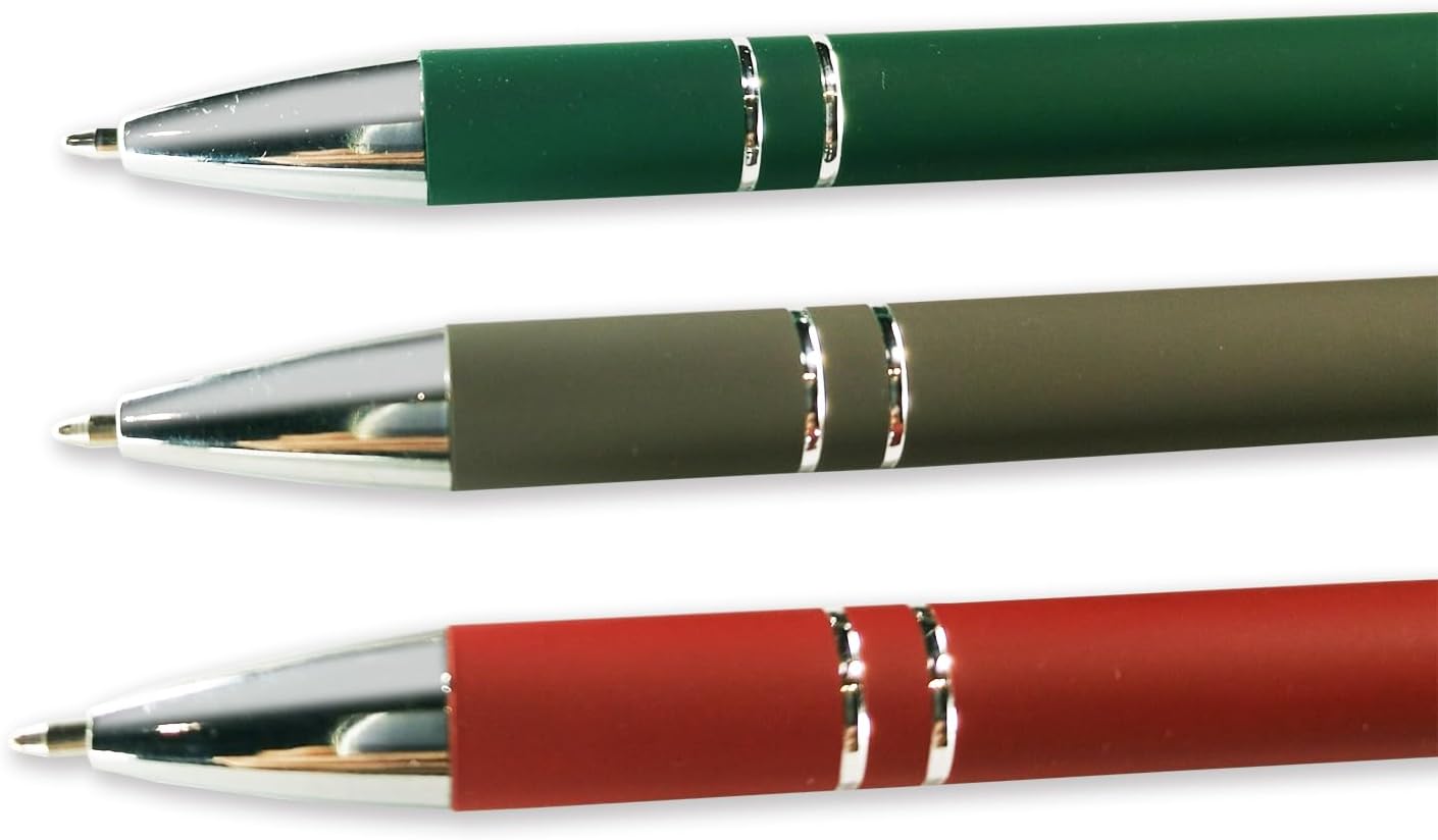 Personalized Pens with Stylus - Custom Metallic Printed Name Pens - Business Advertising Imprinted with Logo or Message (50 Count (Pack of 1), red)