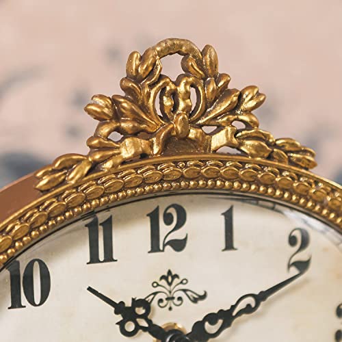 Nikky Home Vintage Table Top Clock, Silent Small Shelf Desk Clock Battery Operated Rustic Design, Home Decor For Living Room, Bedroom, Bedside, Gift Clock - Gold #TOP4