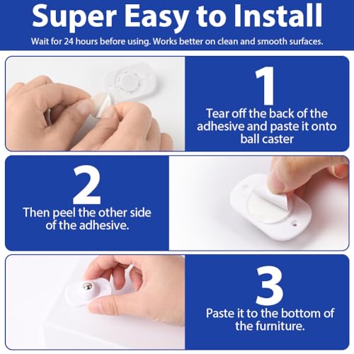 OFFCUP 8 Stück Kugelrollen Mini Möbelrollen Flach Selbstklebende Rollenrad Kugelrollen für Möbel Universal 360 Grad Rollen für DIY Mülleimer Aufbewahrungsbox Kleingeräte Mülleimerbox (weiß)