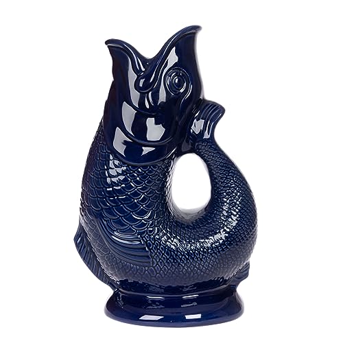 Gurgly Iconic Cobalt Blue Glug Jug Large 1.4L – Fish Water Jug, Decorative Fish Vase, Ornament, Carafe – The Perfect Gift