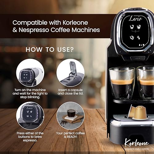 Image of KORLEONE Forte Aluminium Nespresso Compatible Coffee Pods 30 Capsules Pack of 3 Arabica Robusta Blend Intensity 10 Medium to Dark Roast Level