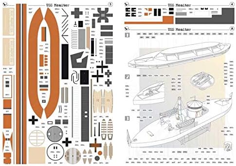 OREL 216 Battleship Monitor, USA, 1862, Scale 1:200 Paper Model Kit, Navy