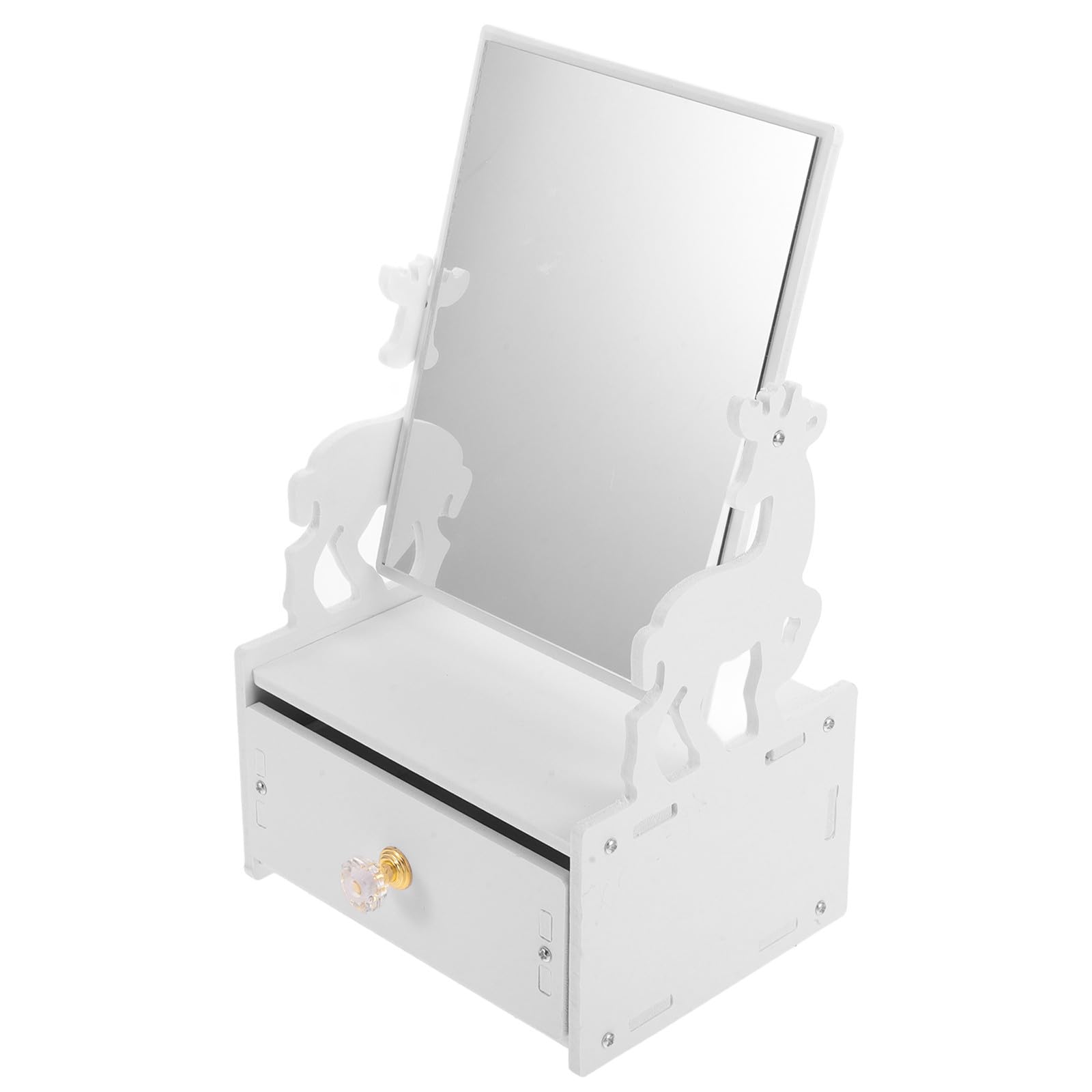 FRCOLOR 3 Pezzi Organizer da Scrivania con Specchio, Bianco, Compatto in