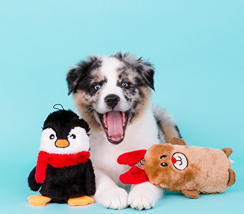 Zippypaws - Holiday Squeakie Buddies No Stuffing Plush Dog Toy - 3-Pack Santa, Reindeer, Snowman #TOP3