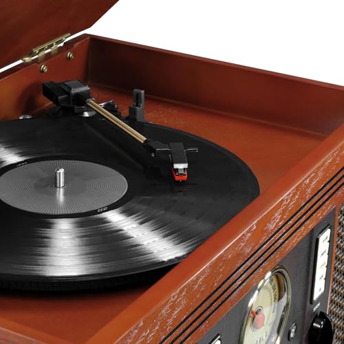 Image of Victrola Aviator 8-in-1 Bluetooth Record Player & Multimedia Center with Built-in Stereo Speakers - 3-Speed Turntable, Vinyl to MP3 Recording, Wireless Music Streaming, Mahogany