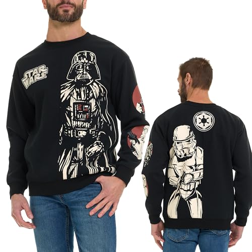STAR WARS Mens Darth Vader Stormtrooper Split Fleece Sweatshirt with Embroidery Black
