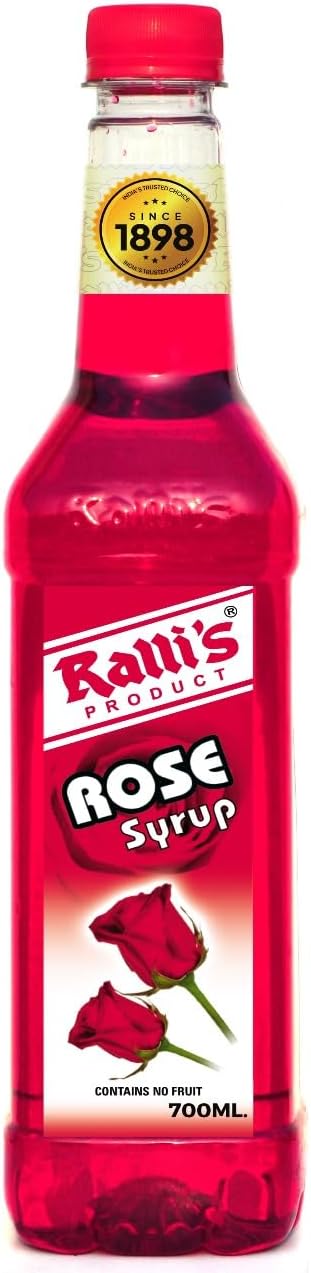 Ralli's Rose Syrup Sharbat 700ml | Refreshing Drink with Milk, Soda, or Water | Perfect for Rosemilk, Falooda, Mocktails, Desserts & Sweets | Organic Summer Beverage