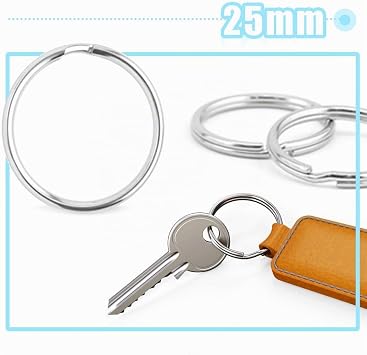 Schlüsselringe Flach 100 Stücke 25mm Schlüsselring Runder Schlüsselanhänger Ringe Stahl gehärtet + Rostschutz Hausschlüsseln Spaltringe klein Autoschlüsseln ringe.