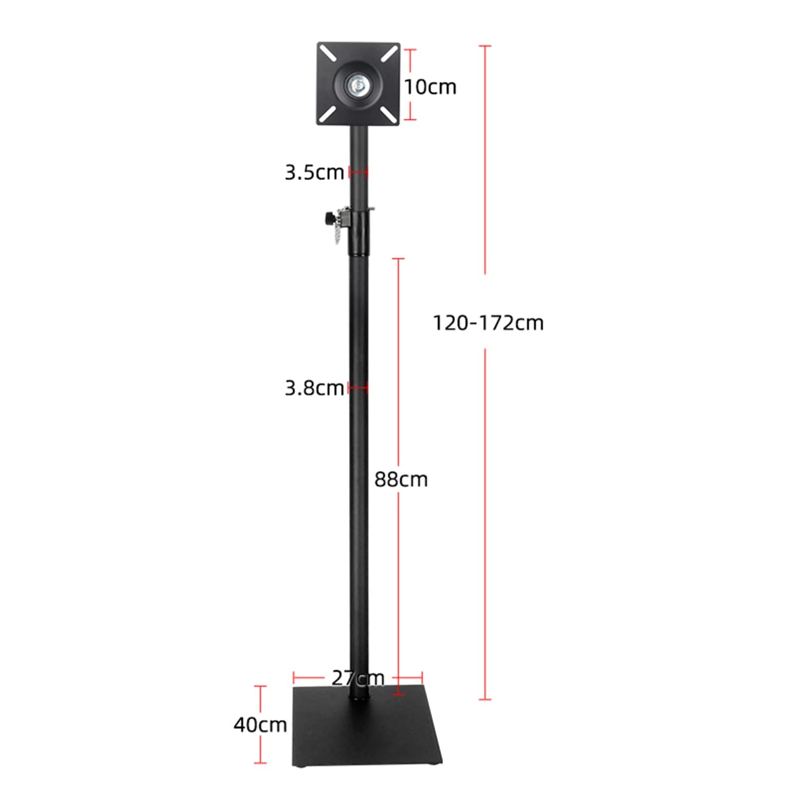 Supporto da Pavimento per Monitor, Braccio Singolo Regolabile in Altezza per TV da 12 A 34 Pollici, Perfetto per Angoli E Camere da Letto.