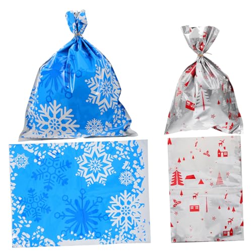 Generic クリスマスキャンディーバッグ 4個セット ? ホリデーギフト用ラッピングバッグ 耐久性のあるPE素材で防水設計、パーティー snack おもちゃ収納に適した多用途袋 (41.50X29.00X0.10CM,示されているように)