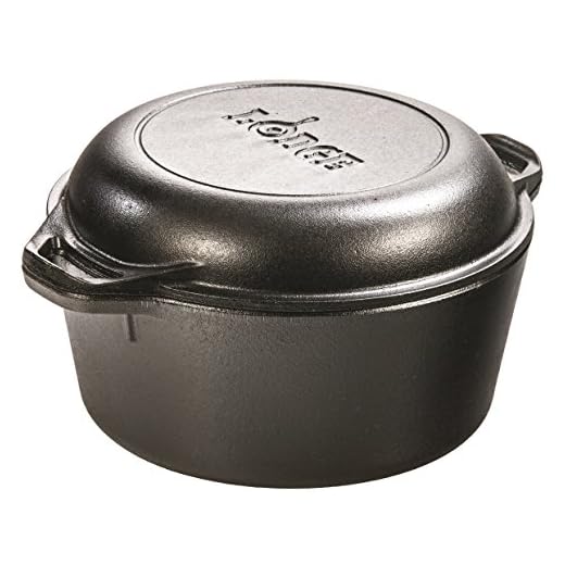 Lodge Pre-Seasoned Cast Iron Double Dutch Oven With Loop Handles, 5 qt